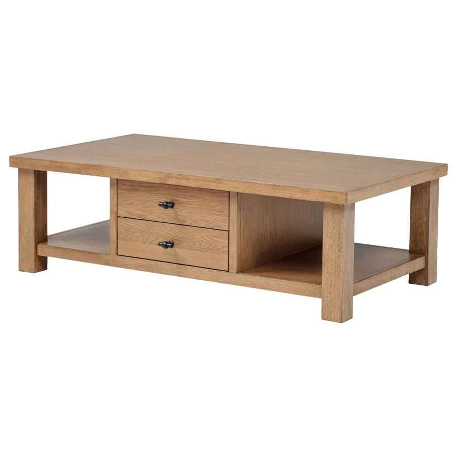 Beasley 2-Drawer Wood Coffee Table Golden Oak - Home & Sleep Outlet