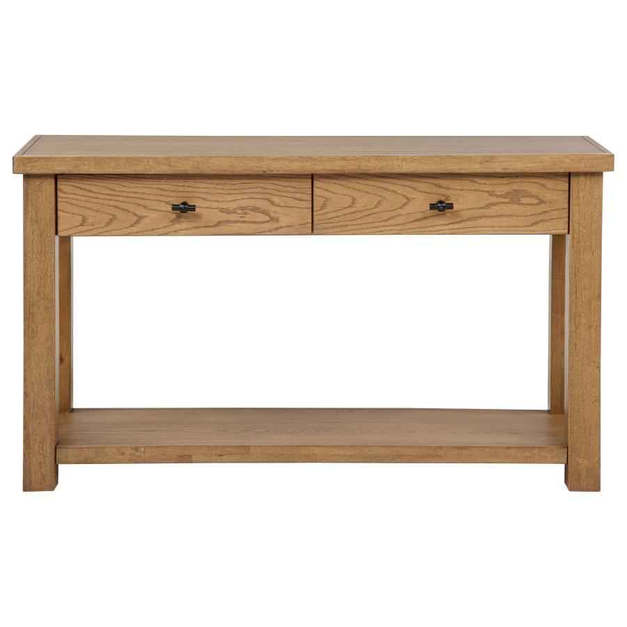 Beasley 2-Drawer Wood Console Table Golden Oak - Home & Sleep Outlet