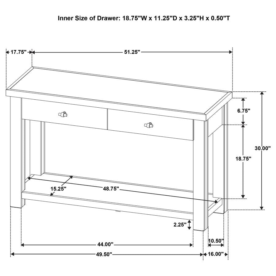 Beasley 2-Drawer Wood Console Table Golden Oak - Home & Sleep Outlet