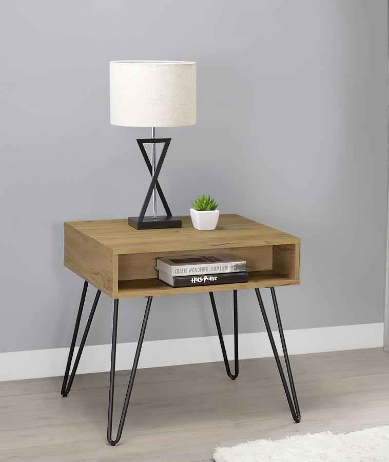 Fanning Engineered Wood Side End Table Golden Oak - Home & Sleep Outlet
