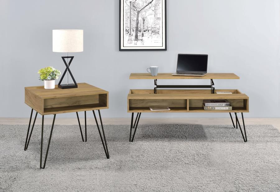 Fanning Engineered Wood Side End Table Golden Oak - Home & Sleep Outlet