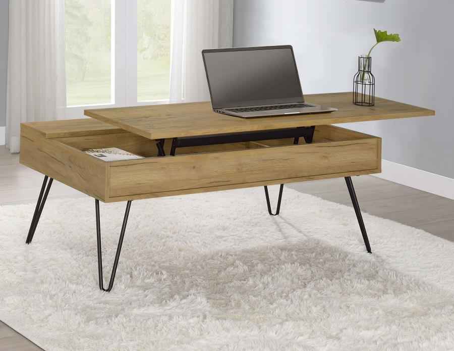Fanning Engineered Wood Lift Top Coffee Table Golden Oak - Home & Sleep Outlet