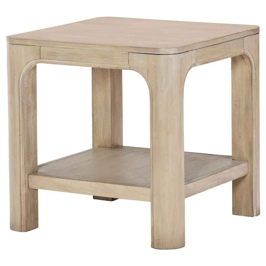 Solano Square Wood Side End Table with Shelf Weathered Mango - Home & Sleep Outlet
