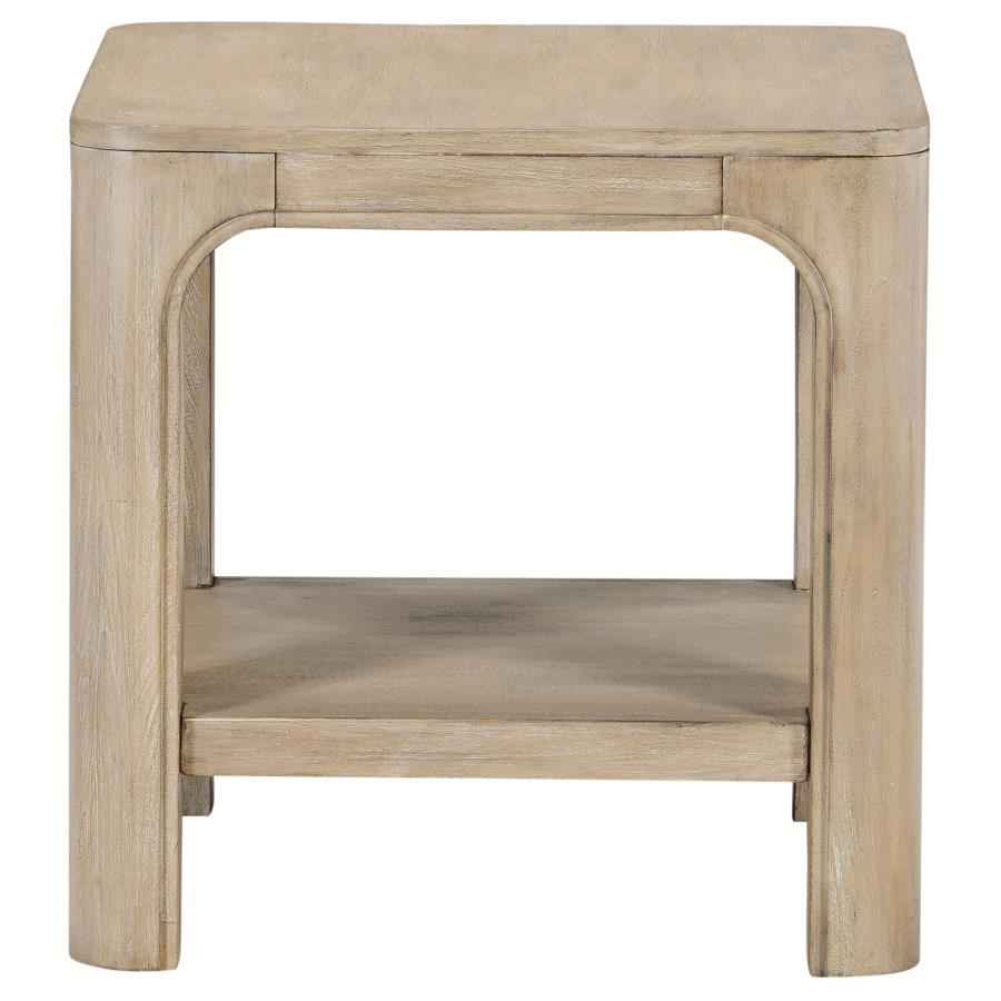 Solano Square Wood Side End Table with Shelf Weathered Mango - Home & Sleep Outlet