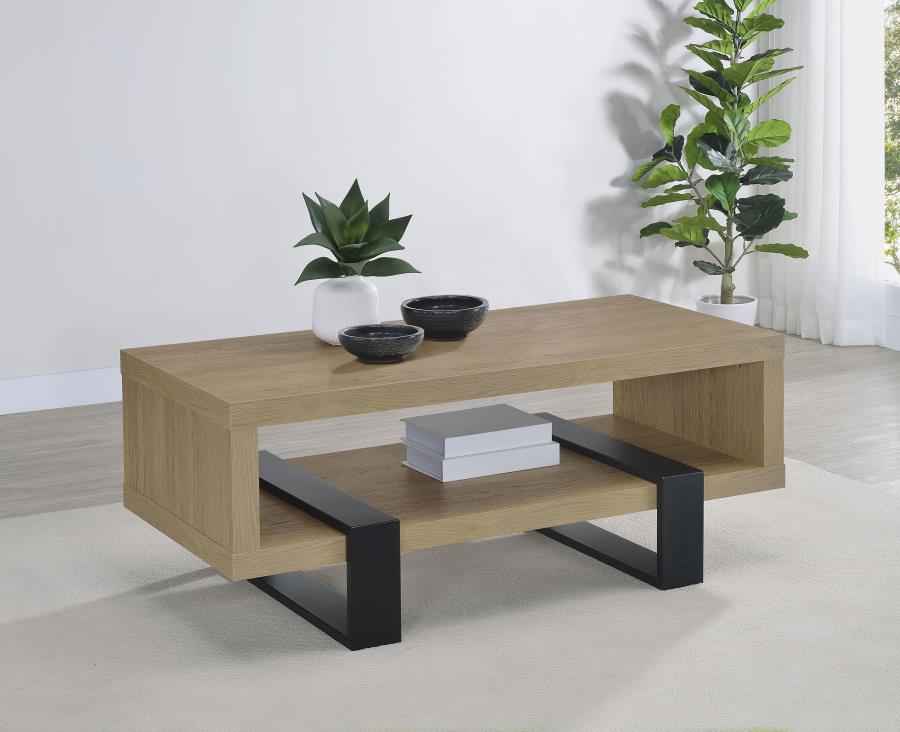 Dinard Engineered Wood Cocktail Coffee Table Latte - Home & Sleep Outlet