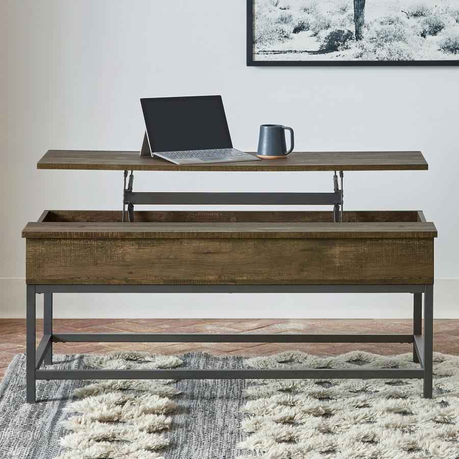 Byers Engineered Wood Lift Top Coffee Table Brown Oak - Home & Sleep Outlet