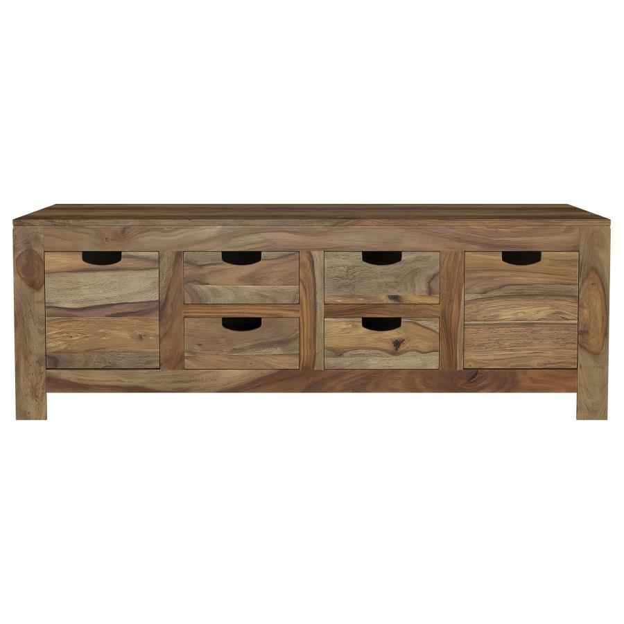 Esther 6-drawer Solid Wood Coffee Table Natural Sheesham - Home & Sleep Outlet