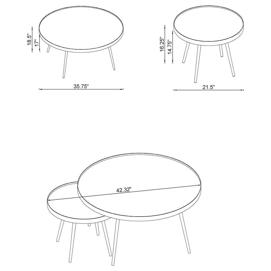 Kaelyn 3-piece Round Coffee and End Table Set Gold - Home & Sleep Outlet