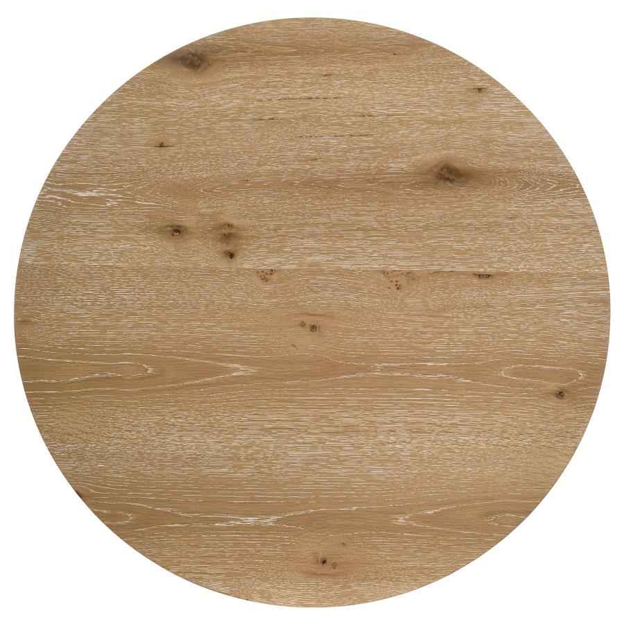 Kessler Round Sculptural Wood Coffee Table Light Oak