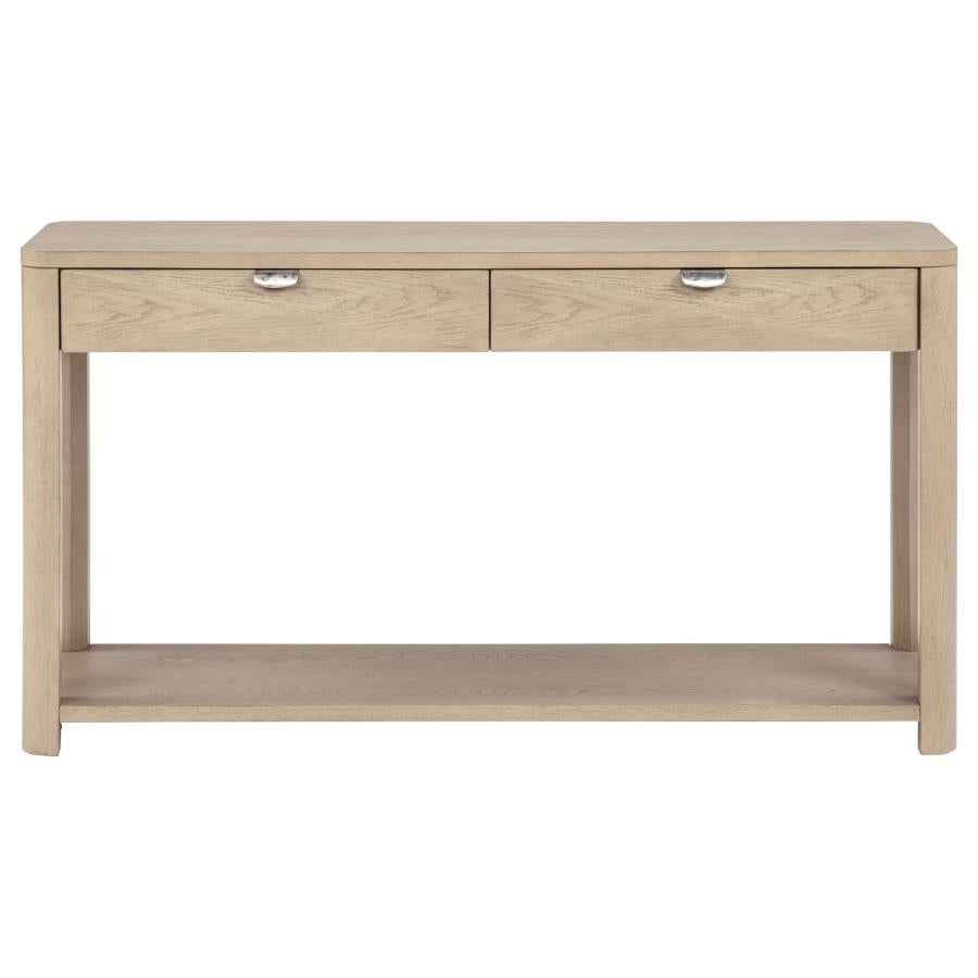 Marcelo Sofa Console Table with 2 Drawers and Shelf Light Elm