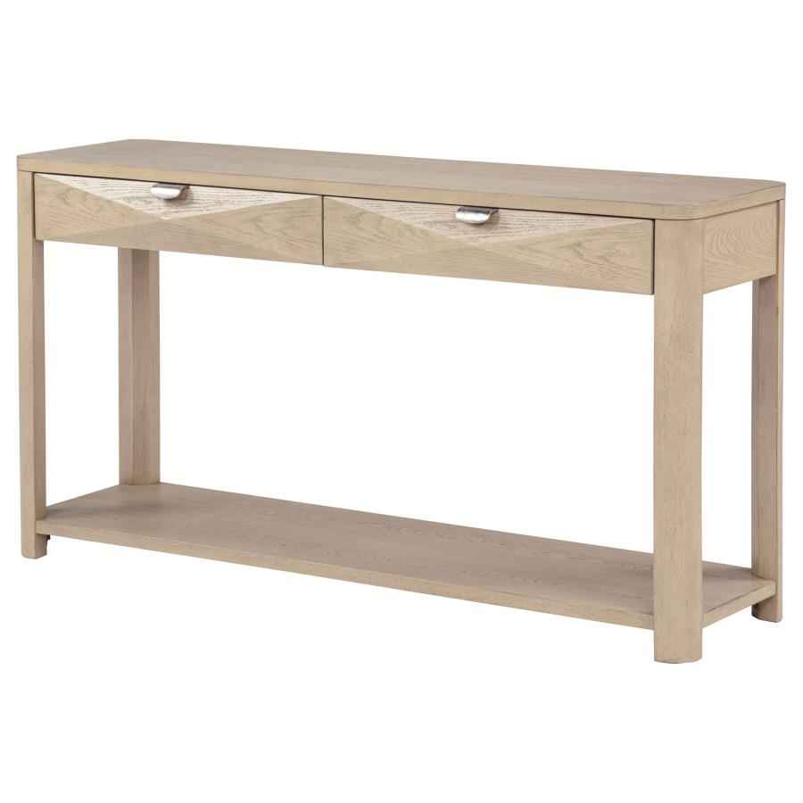 Marcelo Sofa Console Table with 2 Drawers and Shelf Light Elm