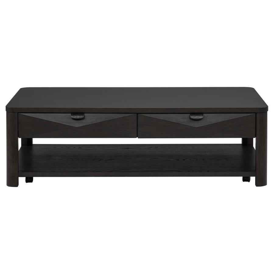 Marcelo Wood Coffee Table with 2 Drawers and Shelf Coffee