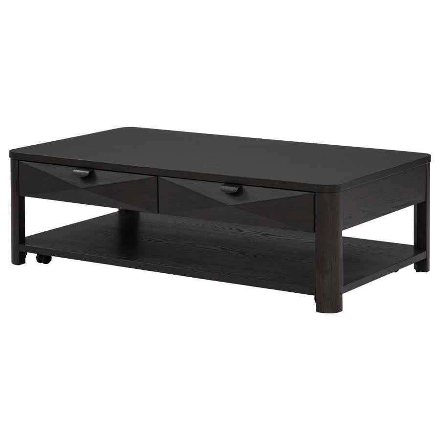 Marcelo Wood Coffee Table with 2 Drawers and Shelf Coffee