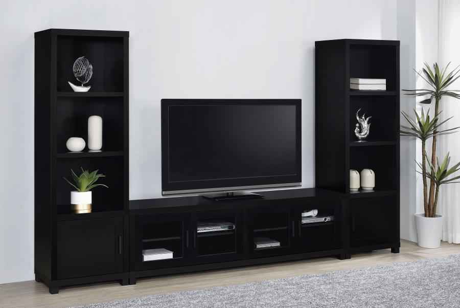 Sachin 3-piece Entertainment Center 79-inch TV Stand Black