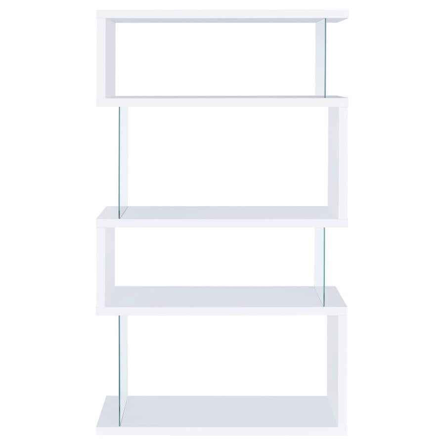 Emelle 63-inch 4-shelf Glass Panel Bookshelf White
