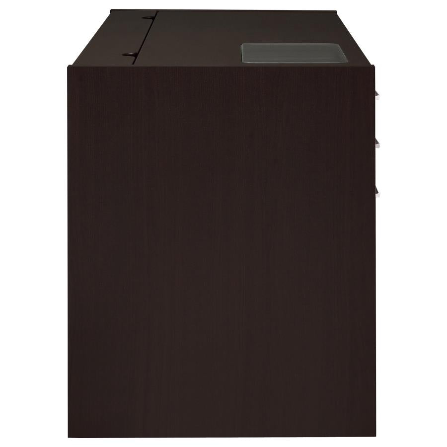 Halston 47-inch 2-drawer Office Desk with Cabinet Cappuccino