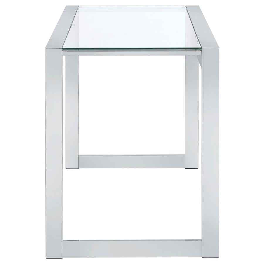 Hartford 47-inch Glass Top Writing Desk Chrome