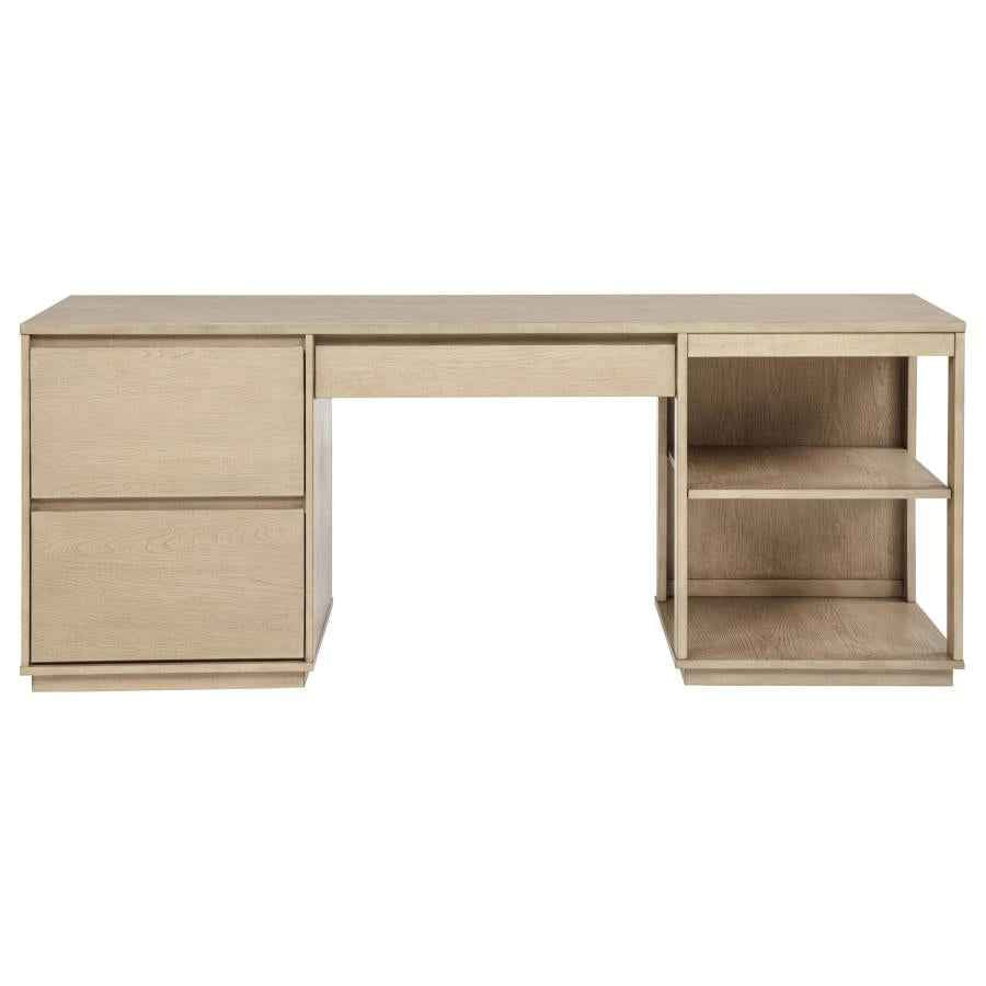 Harkes 75-inch 3-drawer Computer Desk with Adjustable Shelf Light Elm