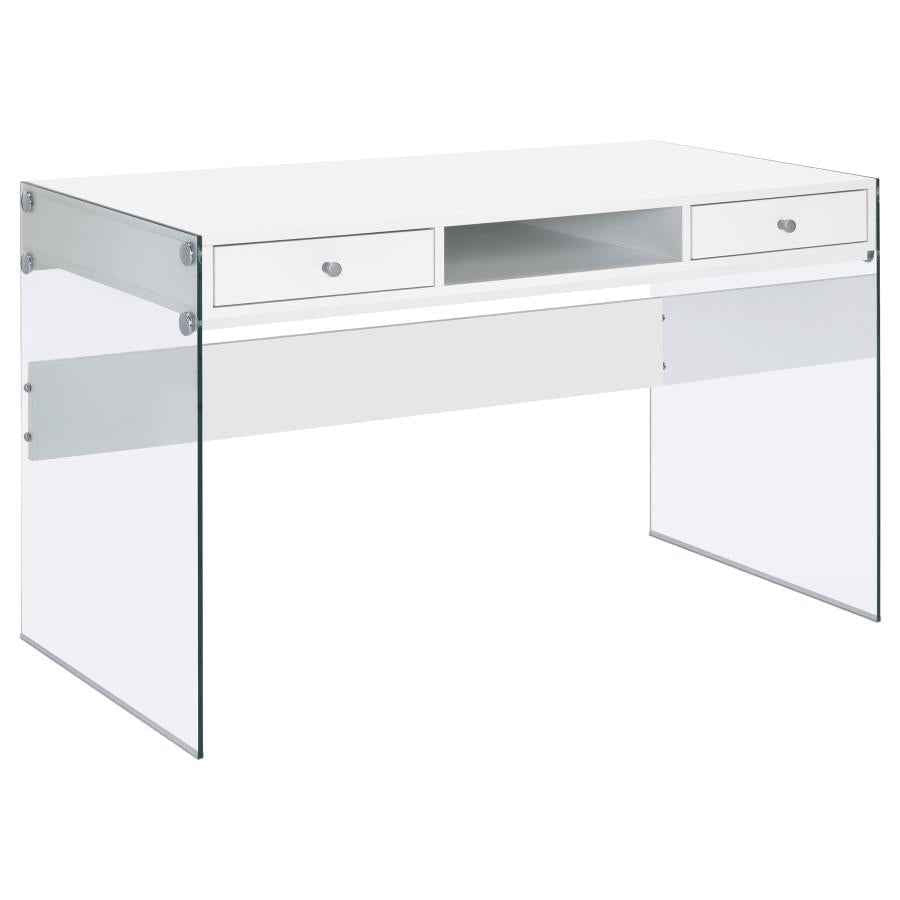 Dobrev 48-inch 2-drawer Writing Desk White High Gloss