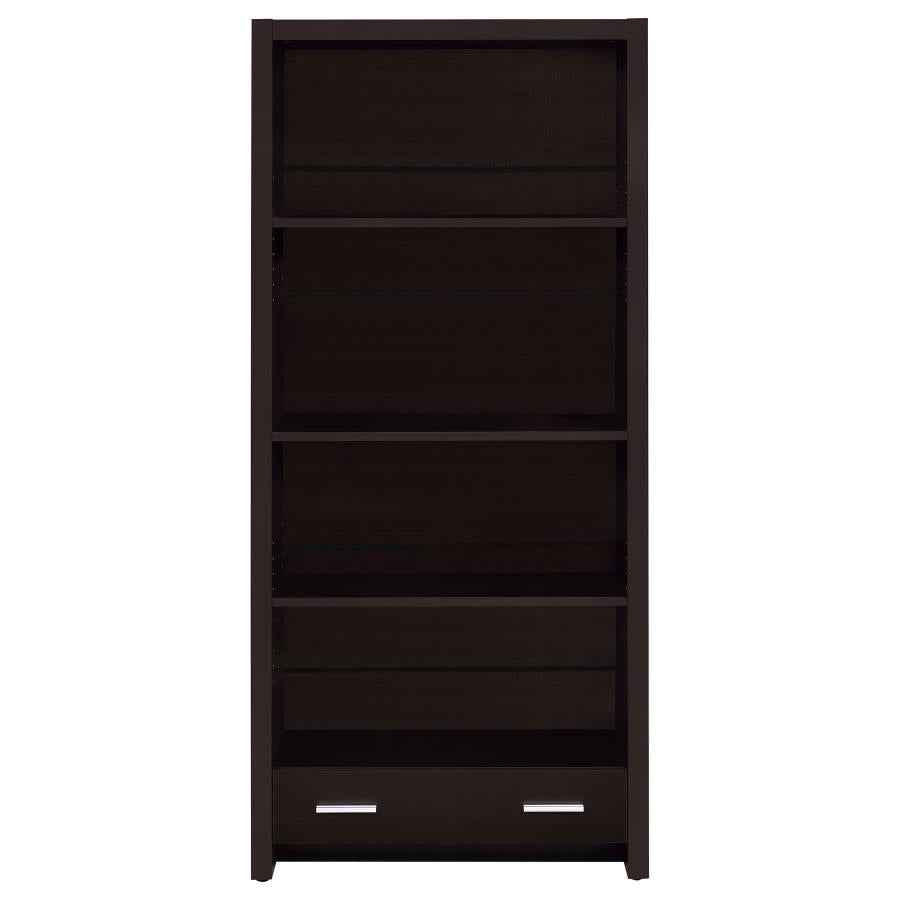 Skylar 71-inch 5-shelf Bookcase with Drawer Cappuccino