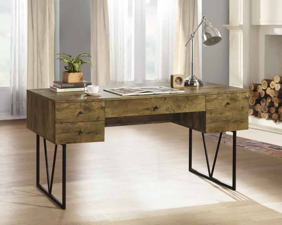 Analiese 63-inch 4-drawer Writing Desk Rustic Nutmeg