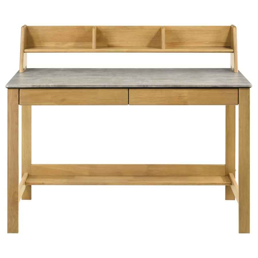 Besler 47-inch SmartTop Writing Desk with Shelf Cement and Natural