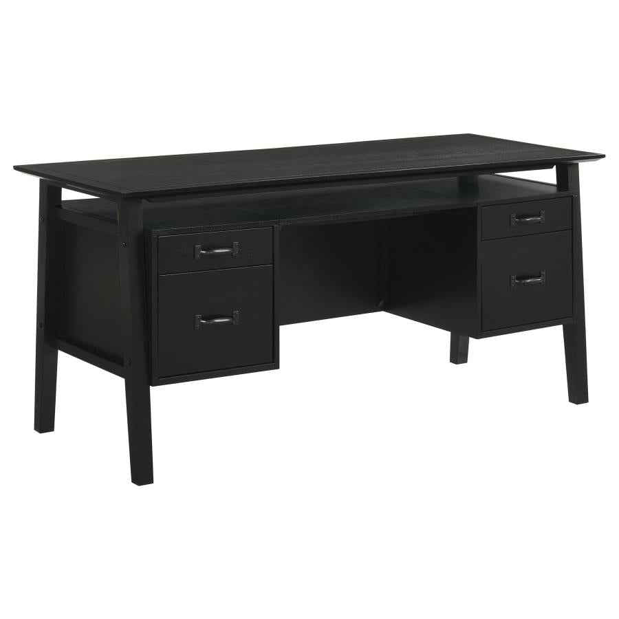 Goodson 64-inch 4-Drawer Double Pedestal Computer Desk Black