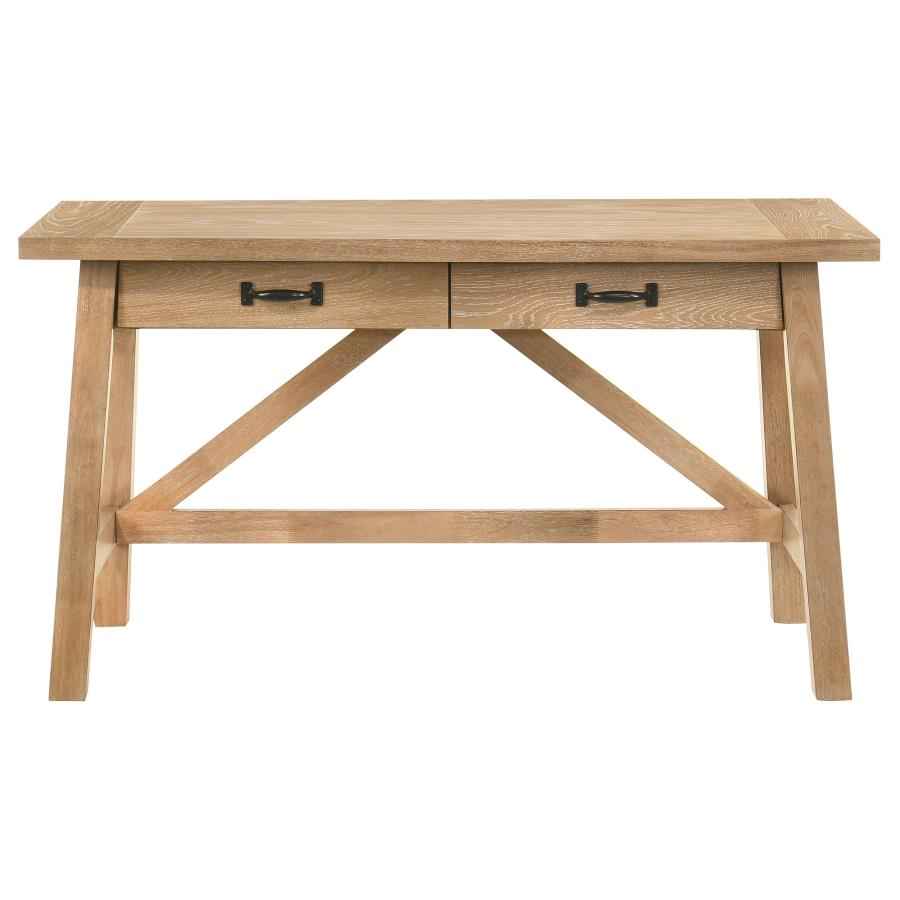 Fabian 54-inch 2-drawer Computer Writing Desk Distressed Light Brown