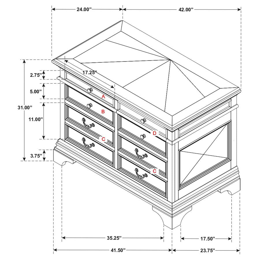 Hartshill 5-drawer Home Office File Cabinet Burnished Oak