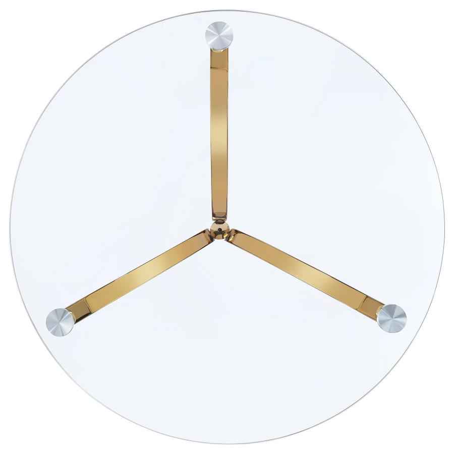 Eloise Round Glass Top Curved Metal Side Table Gold