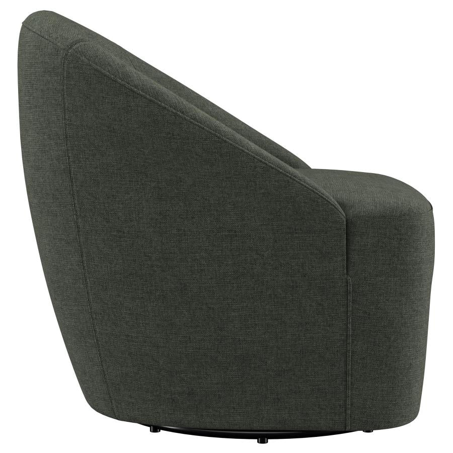 Leon Upholstered Barrel Accent Swivel Chair Hunter Green - Home & Sleep Outlet