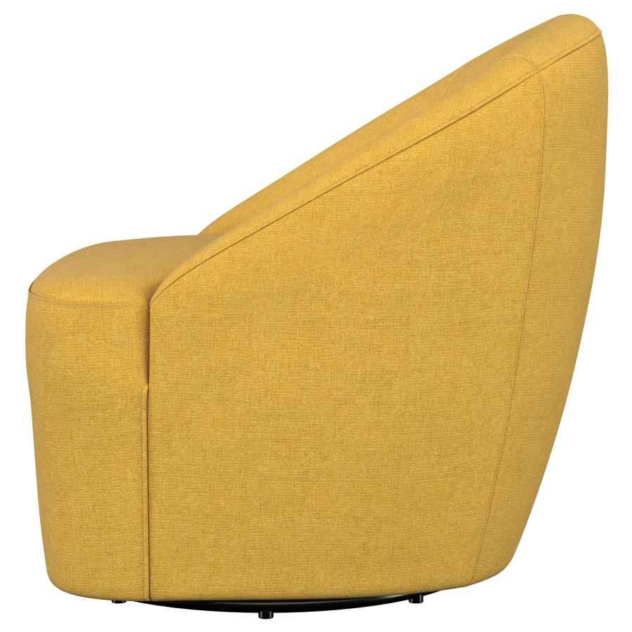 Leon Upholstered Barrel Accent Swivel Chair Mustard Yellow - Home & Sleep Outlet