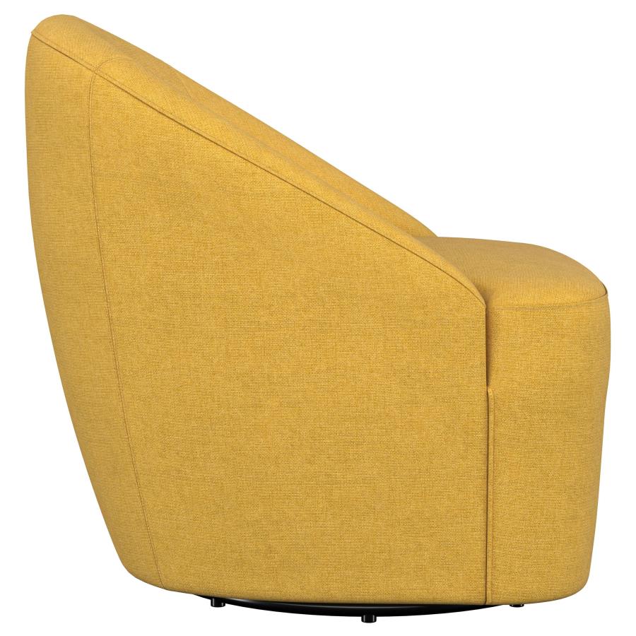 Leon Upholstered Barrel Accent Swivel Chair Mustard Yellow - Home & Sleep Outlet