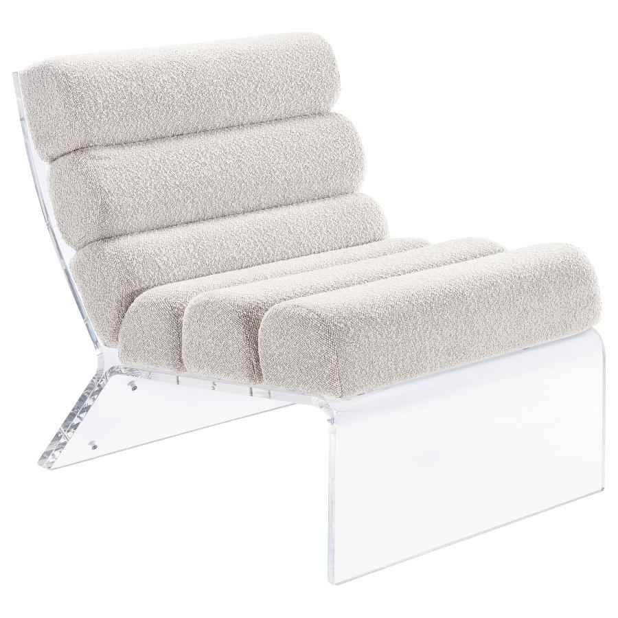 Serreta Boucle Upholstered Armless Acrylic Chair Ivory - Home & Sleep Outlet