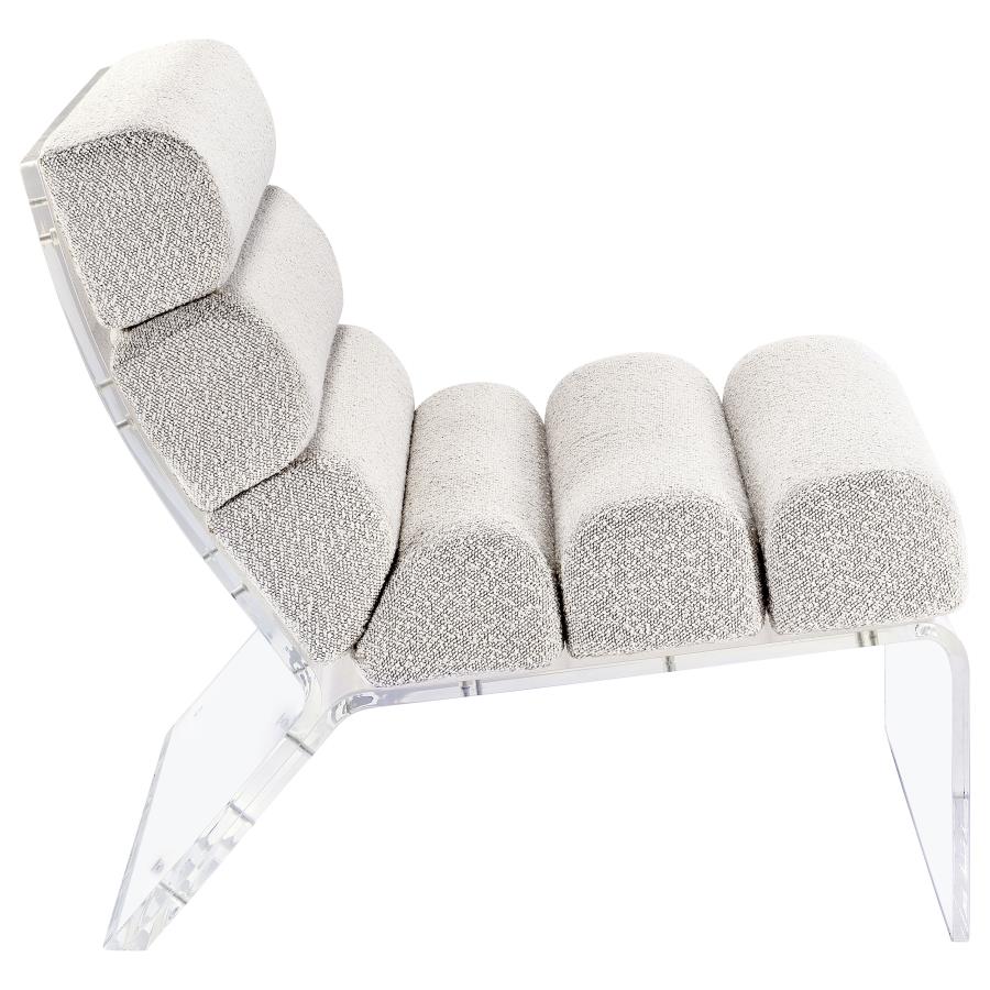 Serreta Boucle Upholstered Armless Acrylic Chair Ivory - Home & Sleep Outlet