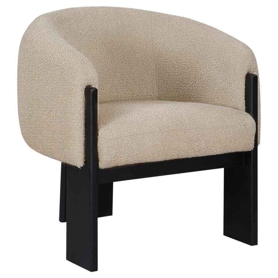 Valdez Boucle Upholstered Barrel Back Accent Chair Beige - Home & Sleep Outlet