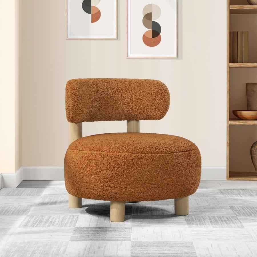 Zonie Boucle Upholstered Barrel Back Accent Chair Orange - Home & Sleep Outlet