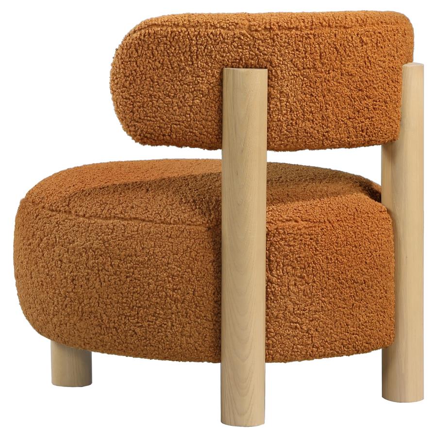 Zonie Boucle Upholstered Barrel Back Accent Chair Orange - Home & Sleep Outlet