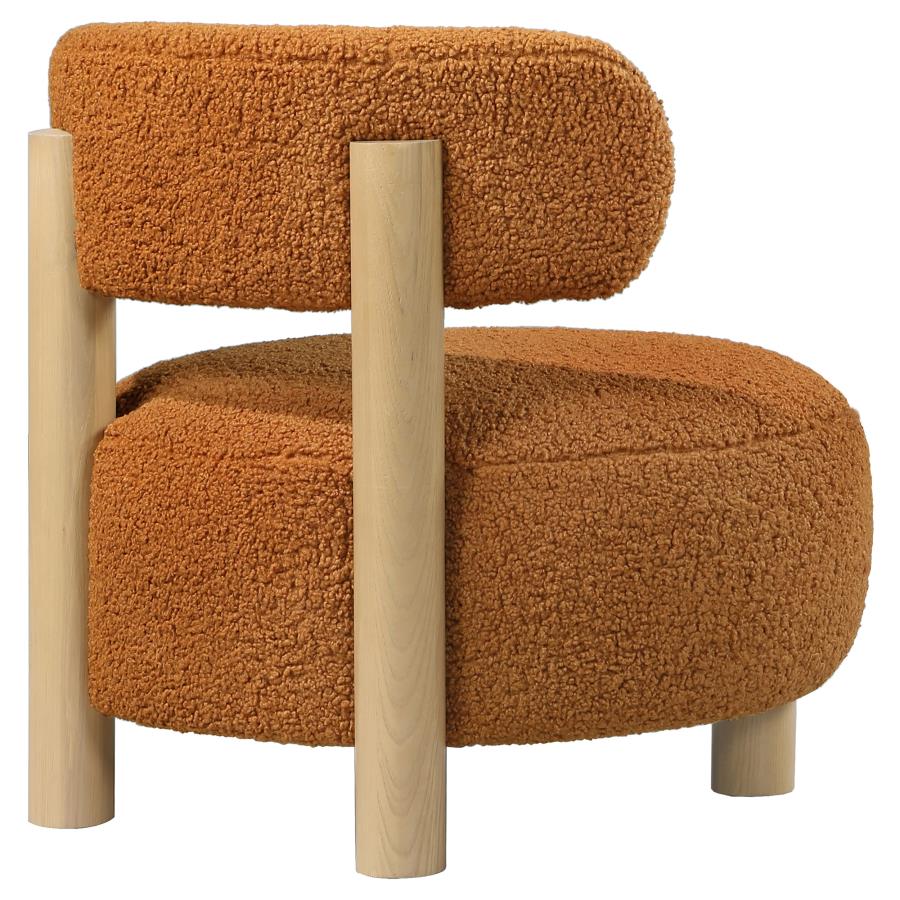 Zonie Boucle Upholstered Barrel Back Accent Chair Orange - Home & Sleep Outlet