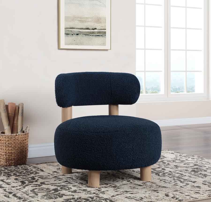 Zonie Boucle Upholstered Barrel Back Accent Chair Blue - Home & Sleep Outlet