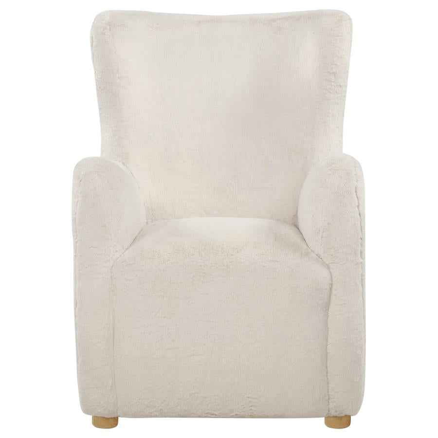 Thornton Faux Fur Upholstered Wingback Lounge Accent Chair Ivory - Home & Sleep Outlet