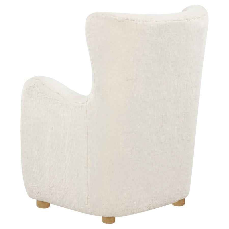 Thornton Faux Fur Upholstered Wingback Lounge Accent Chair Ivory - Home & Sleep Outlet