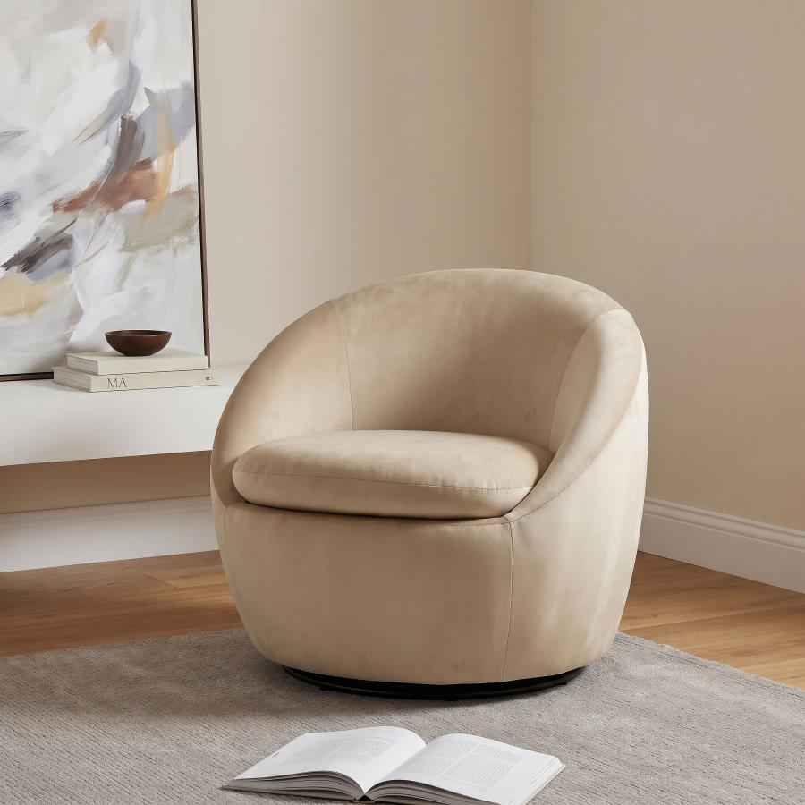 Myernick Velvet Upholstered Swivel Accent Chair Camel - Home & Sleep Outlet