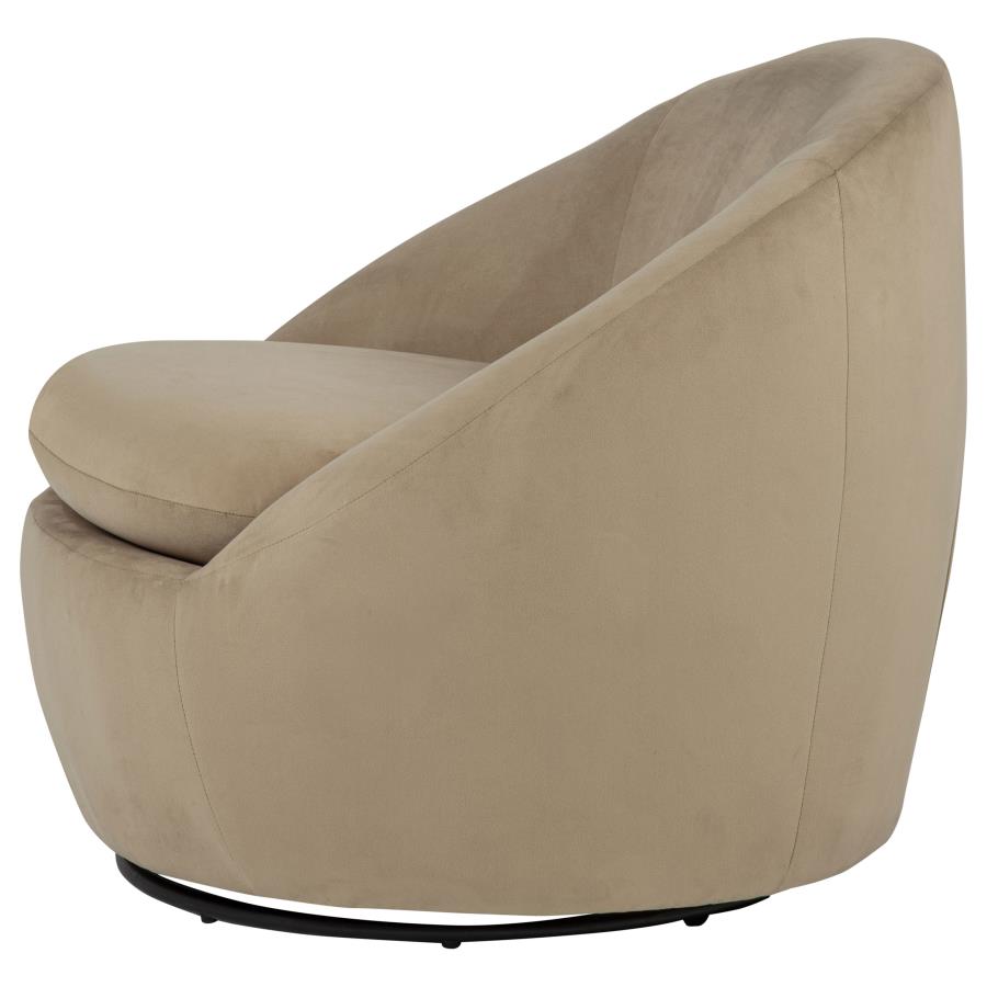 Myernick Velvet Upholstered Swivel Accent Chair Camel - Home & Sleep Outlet