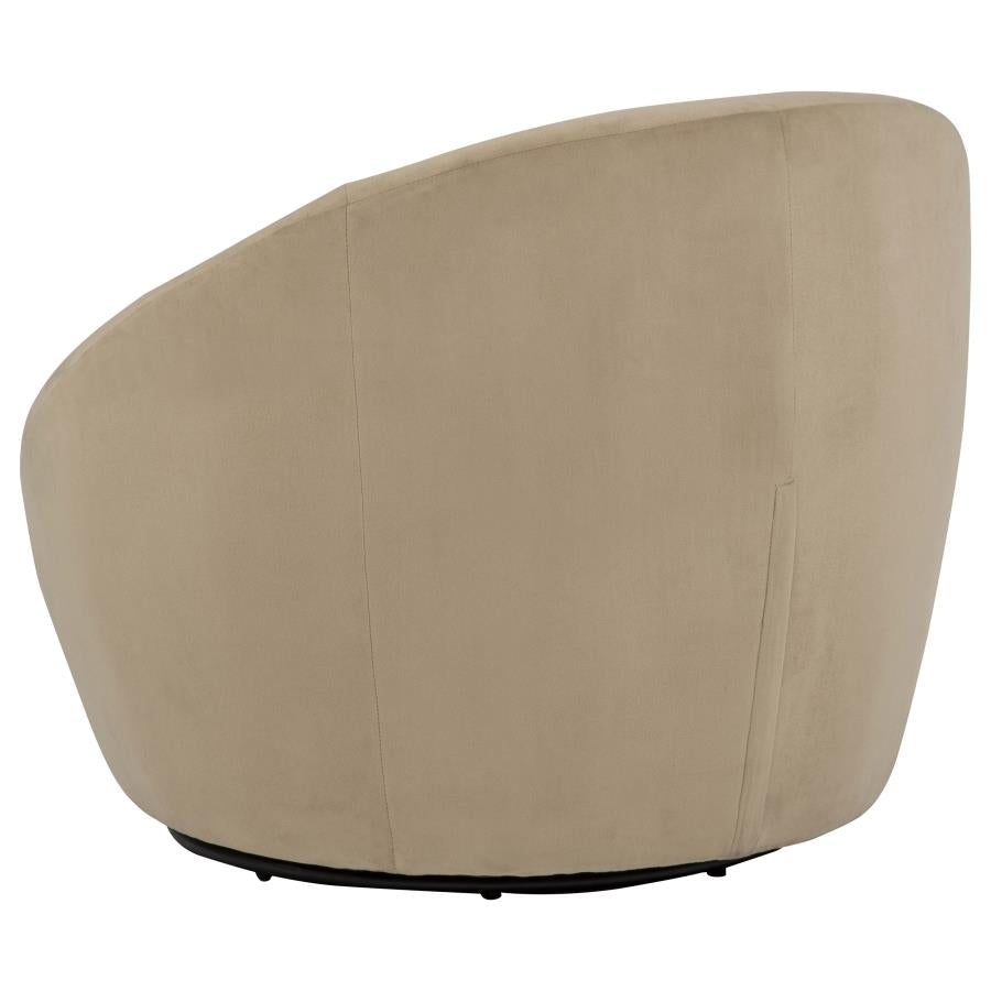 Myernick Velvet Upholstered Swivel Accent Chair Camel - Home & Sleep Outlet