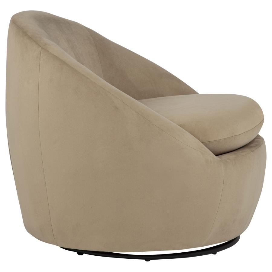 Myernick Velvet Upholstered Swivel Accent Chair Camel - Home & Sleep Outlet