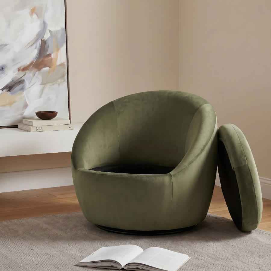 Myernick Velvet Upholstered Swivel Accent Chair Olive - Home & Sleep Outlet