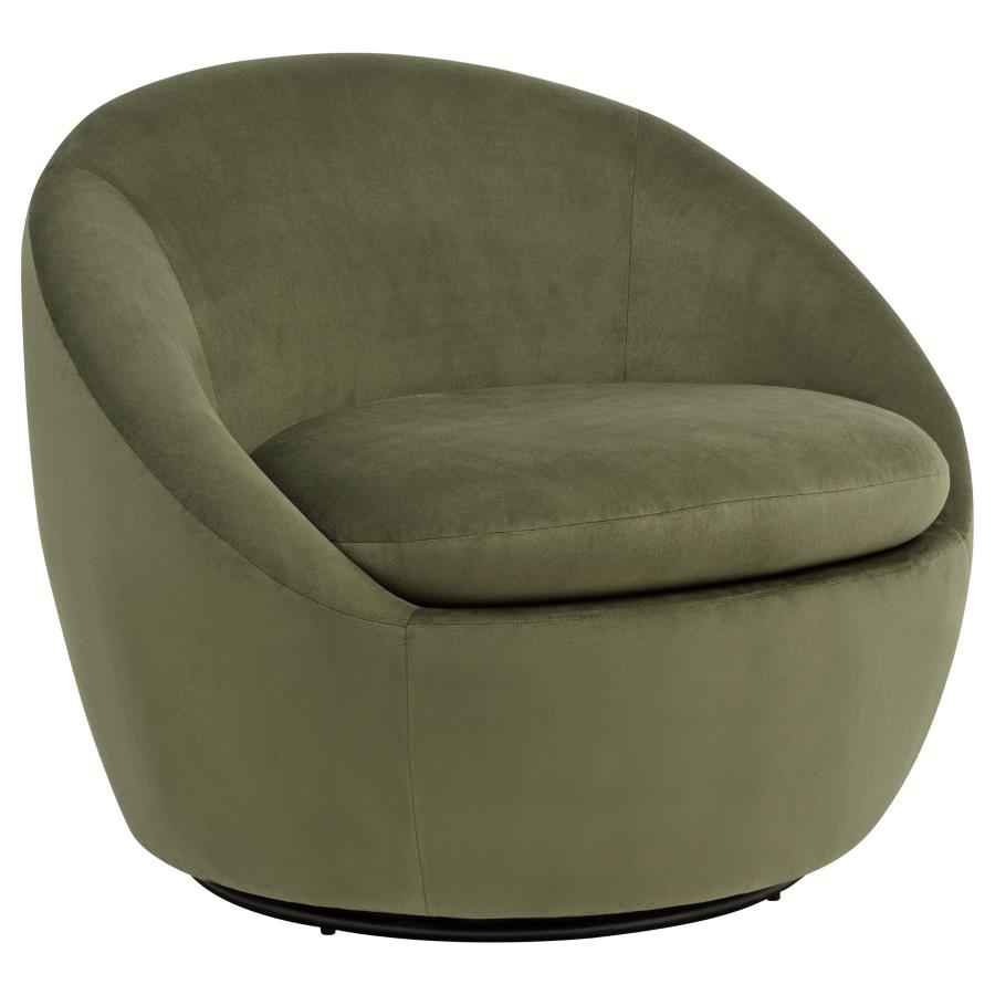 Myernick Velvet Upholstered Swivel Accent Chair Olive - Home & Sleep Outlet