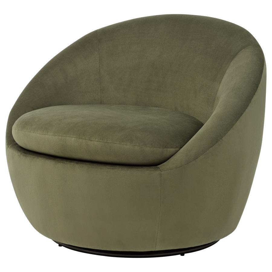 Myernick Velvet Upholstered Swivel Accent Chair Olive - Home & Sleep Outlet