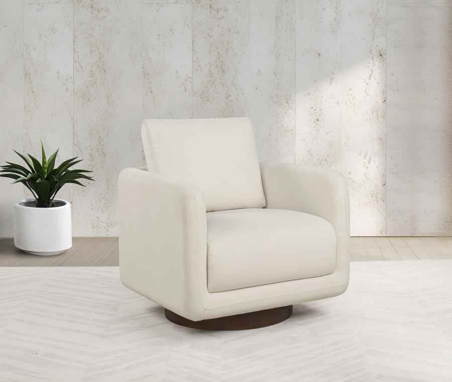 Iris Fabric Upholstered Swivel Accent Chair Ivory - Home & Sleep Outlet
